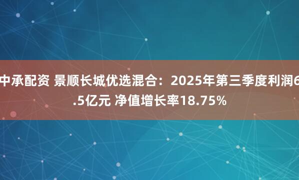中承配资 景顺长城优选混合：2025年第三季度利润6.5亿元 净值增长率18.75%