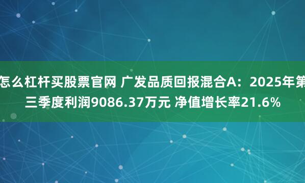 怎么杠杆买股票官网 广发品质回报混合A：2025年第三季度利润9086.37万元 净值增长率21.6%